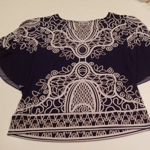 Jm collection navy tan white shirt sizes large